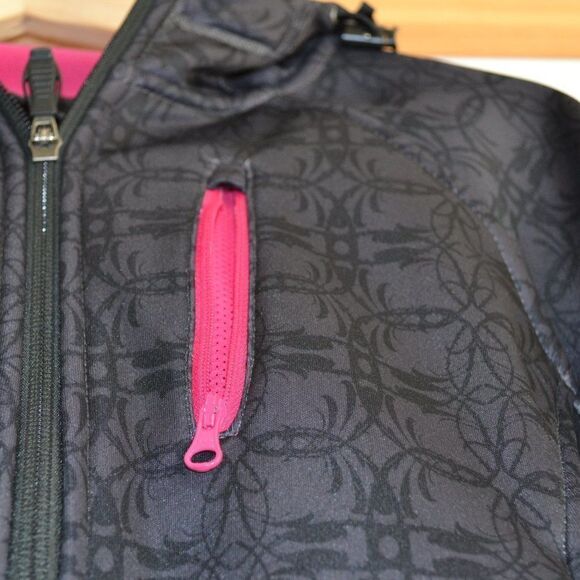 𝅺the North Face polar zip up jacket hoodie coat pink and black vest XS - Picture 3 of 15